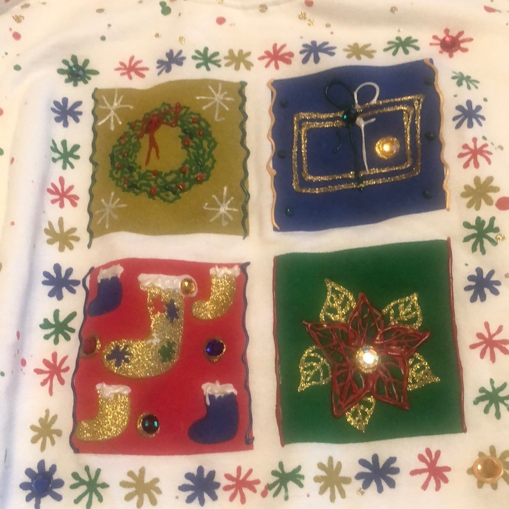 Vintage crew neck Christmas sweatshirt new with tags hand painted made in USA